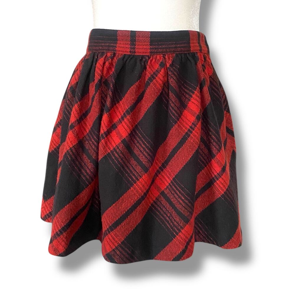 Vintage Joie Plaid A Lie Mini Skirt Sz S Red Black Preppy Classic Countryside